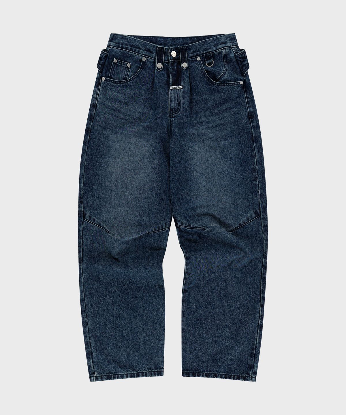 더바이닐하우스(THEVINYLHOUSE) CURVED DENIM PANTS BLUE