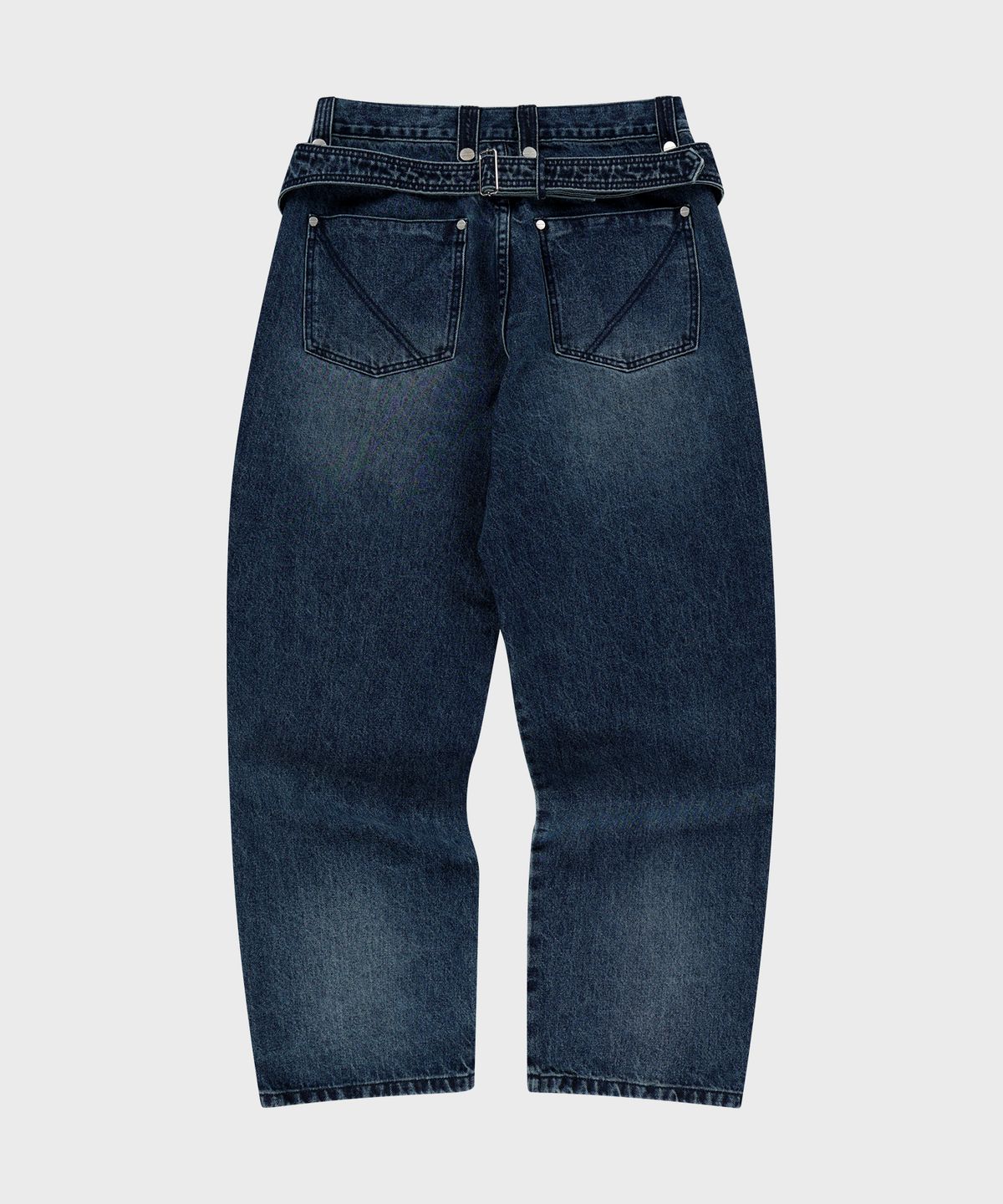 더바이닐하우스(THEVINYLHOUSE) CURVED DENIM PANTS BLUE
