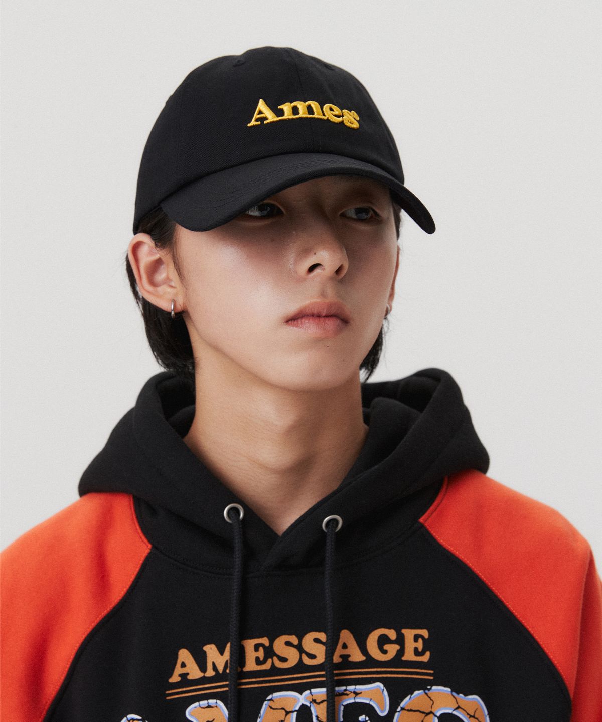 아메스 월드와이드(AMES-WORLDWIDE) BASIC LOGO BALL CAP BLACK(YELLOW)