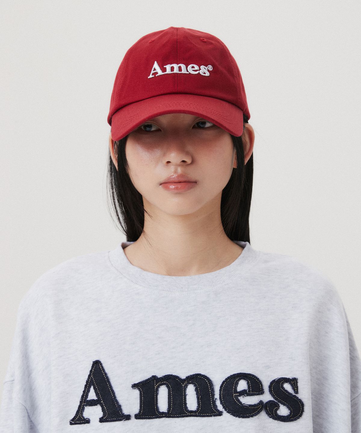 아메스 월드와이드(AMES-WORLDWIDE) BASIC LOGO BALL CAP BURGUNDY