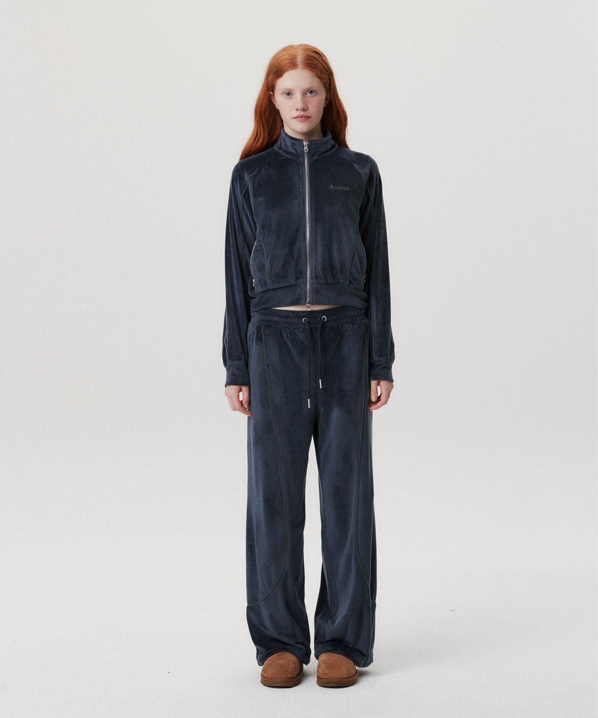 아메스 월드와이드(AMES-WORLDWIDE) VELOUR TRACK PANTS CHARCOAL