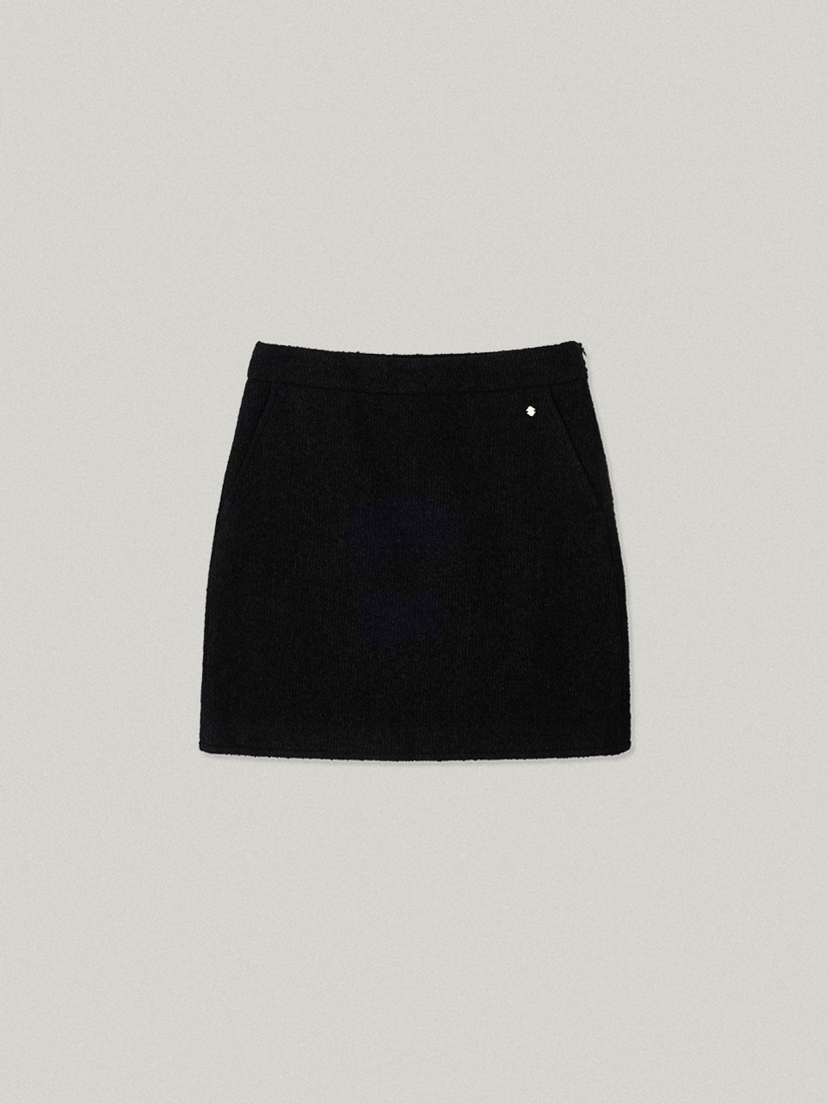 폴뉴아(FOLNUA) FUZZY TWEED SKIRT (BLACK)