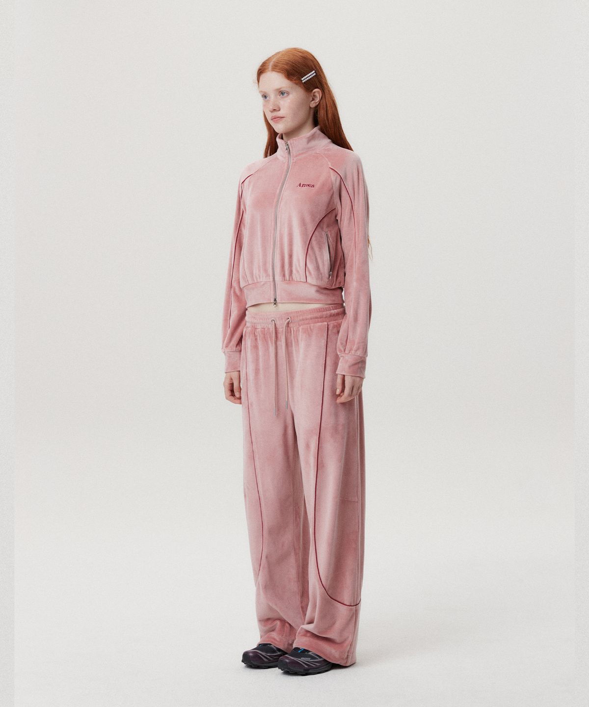 아메스 월드와이드(AMES-WORLDWIDE) AMES VELOUR TRACK ZIPUP PINK