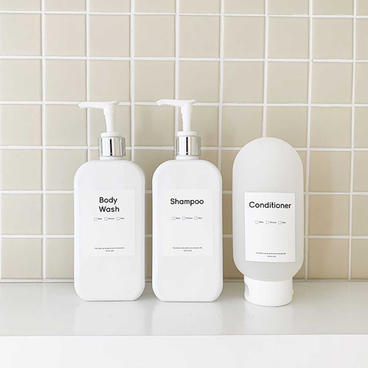 뉴앤룩(NEWNLOOK) [3pack] 호텔 샴푸 바디워시 공병 리필용기 - 슬림형 (실버펌프) 3개