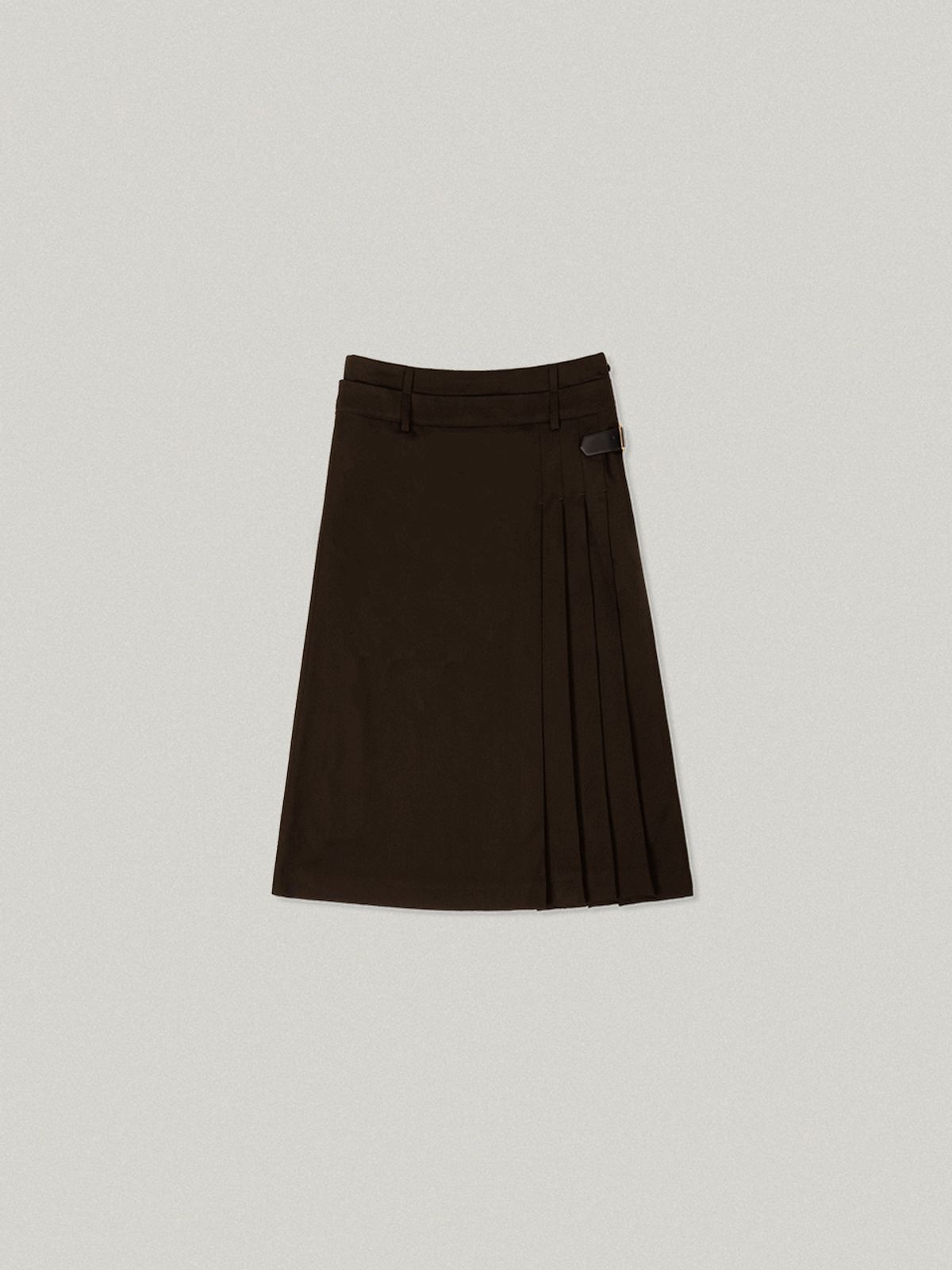 폴뉴아(FOLNUA) AGRAFE PLEATS SKIRT (BROWN)