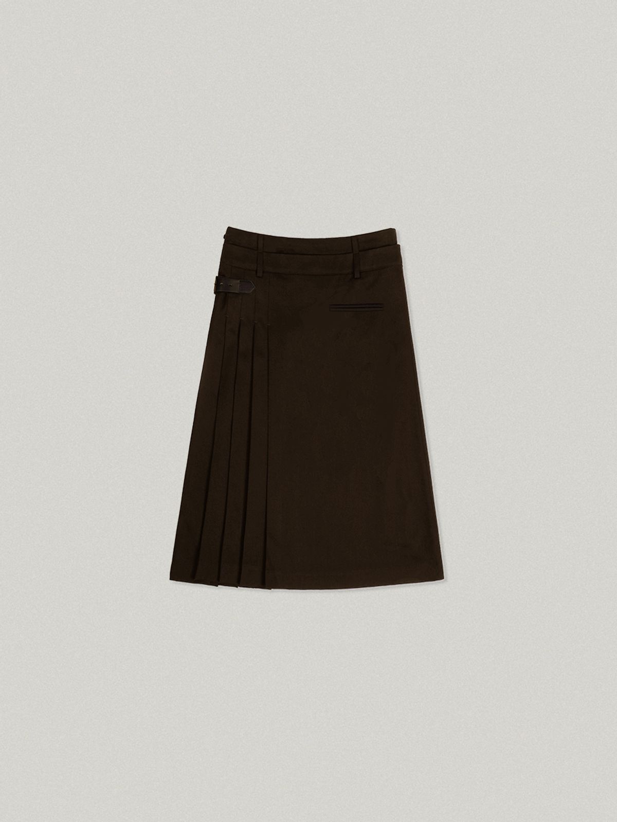폴뉴아(FOLNUA) AGRAFE PLEATS SKIRT (BROWN)