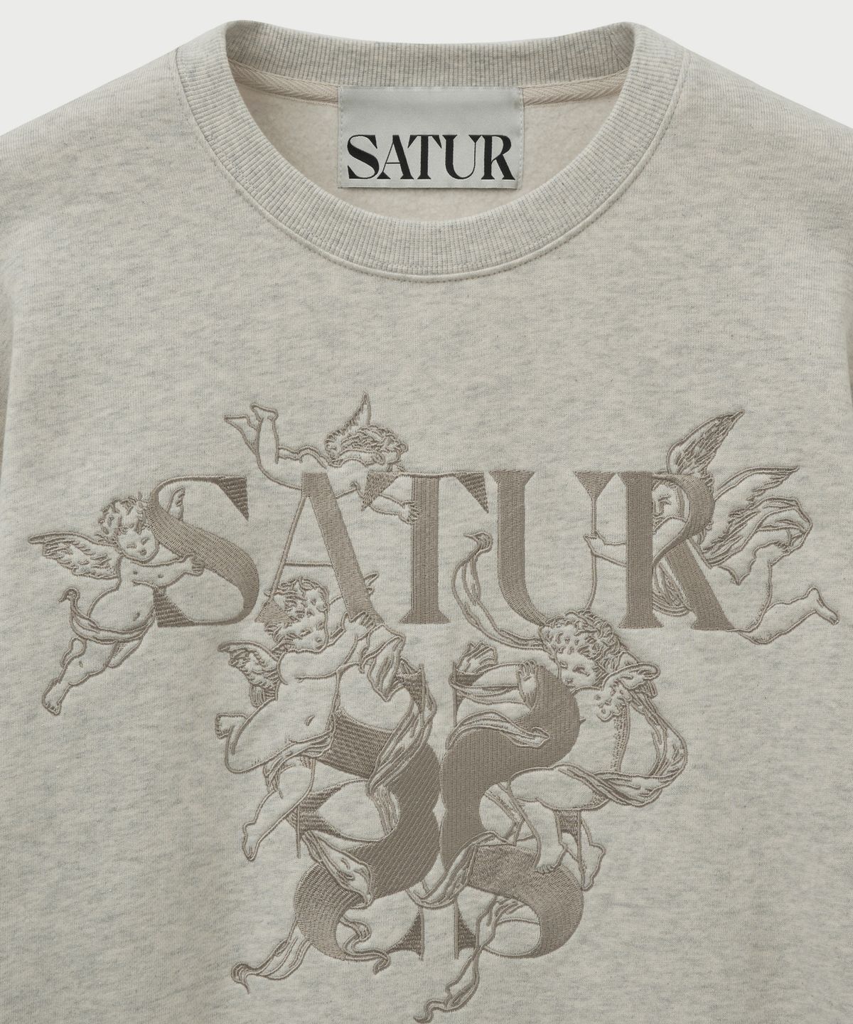 세터(SATUR) 엔젤 그래픽 스웨트셔츠 멜란지 아이보리