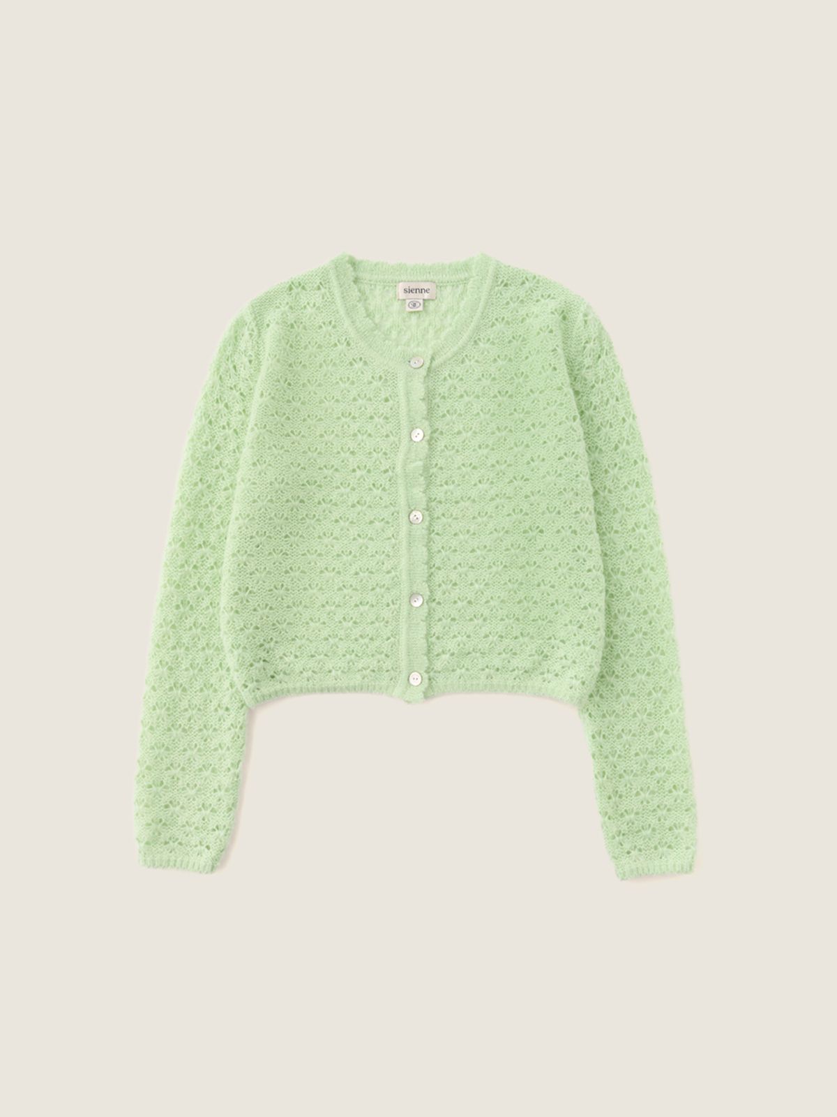 시엔느(SIENNE) Swan Crochet Wool Cardigan (Mint)