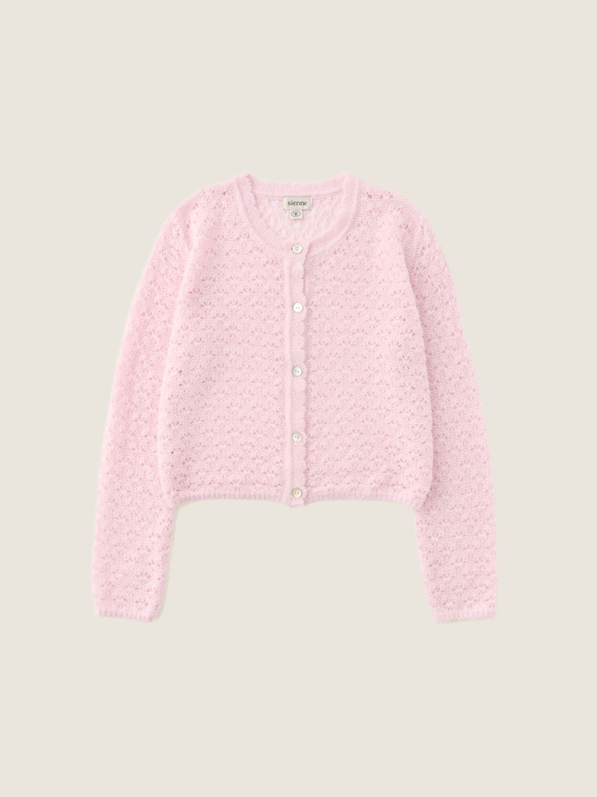시엔느(SIENNE) Swan Crochet Wool Cardigan (Light Pink)