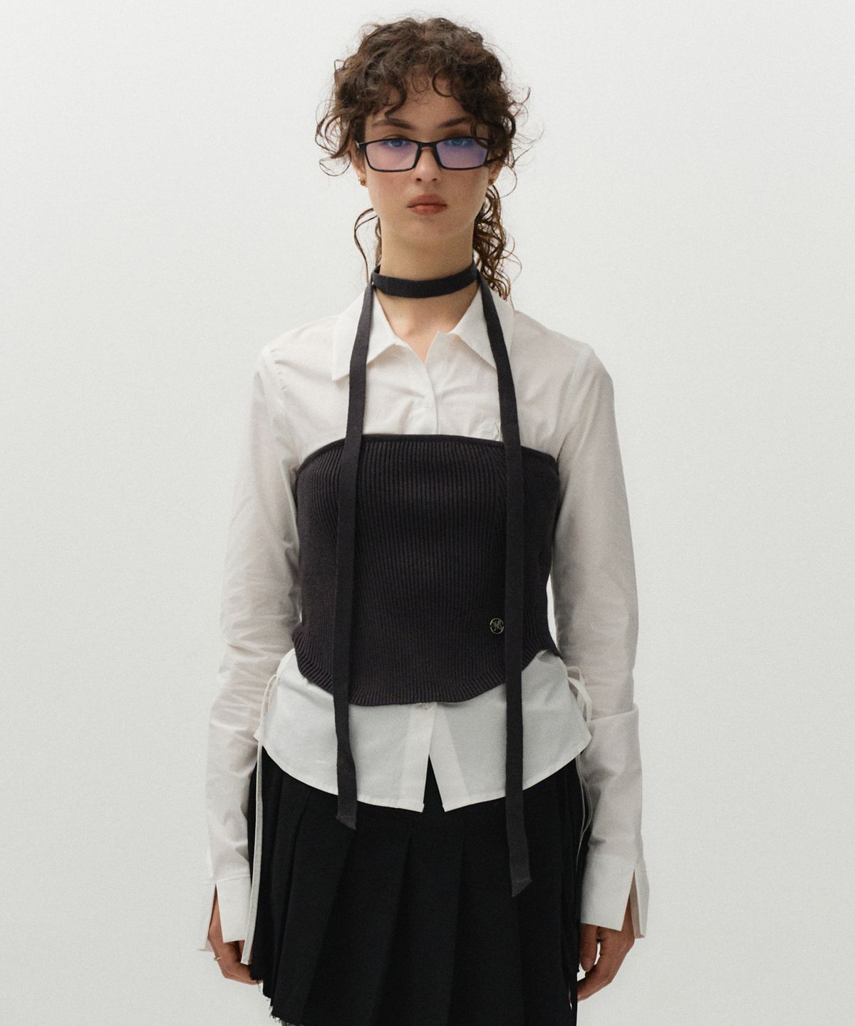 미드나잇 무브(MIDNIGHT MOVE) scarf top knit [dark grey]