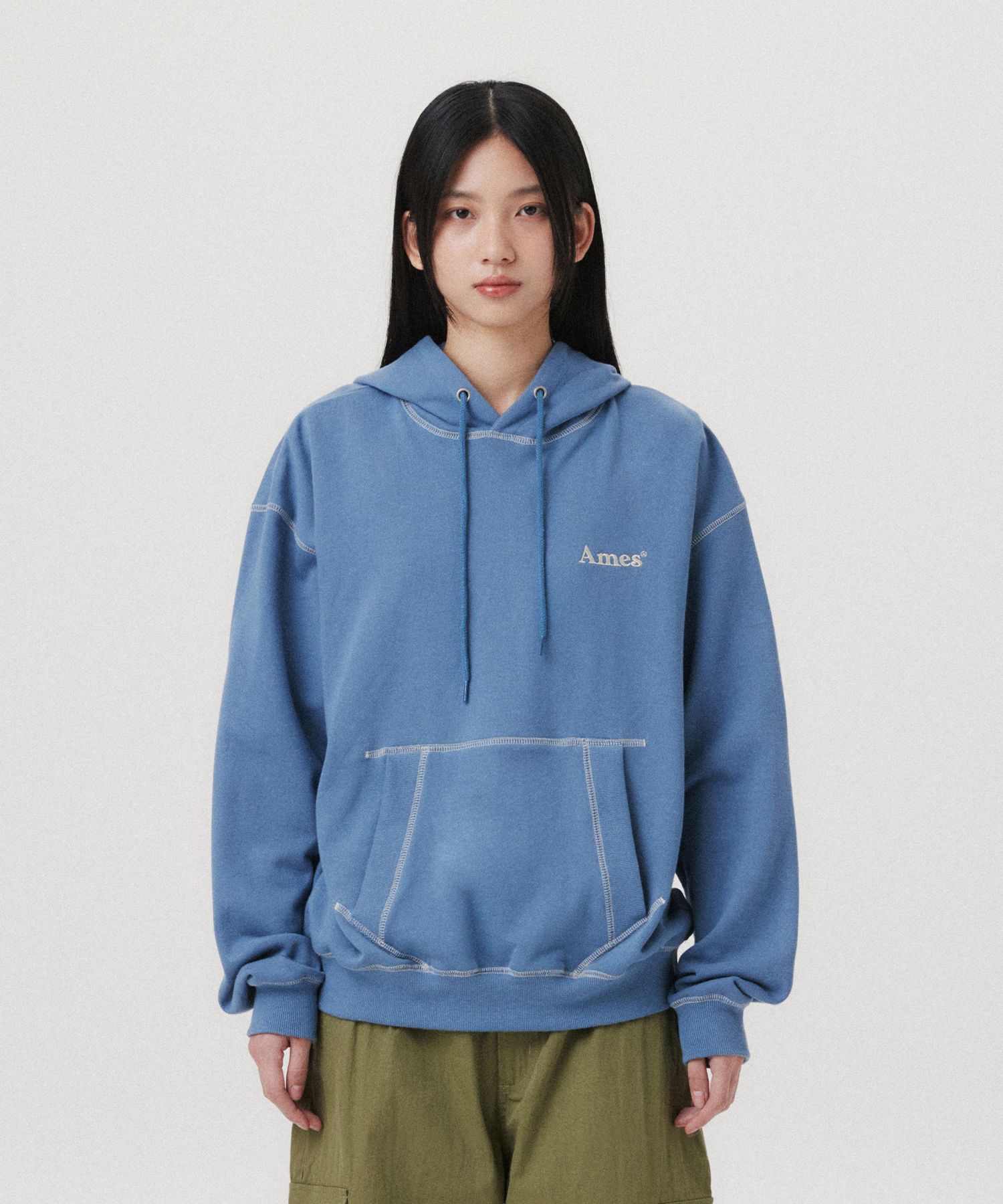 ★AMES-WORLDWIDE★COLOR STITCH AMES HOODIE NAVY★正規品 MUSINSA | AMES-WORLDWIDE COLOR STITCH AMES HOODIE NAVY