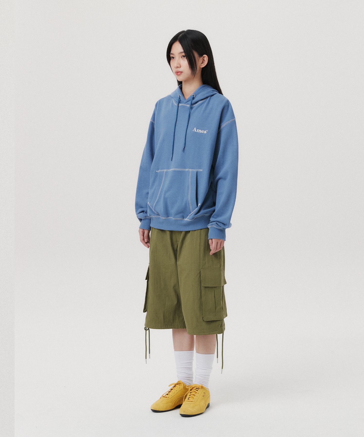 ★AMES-WORLDWIDE★COLOR STITCH AMES HOODIE NAVY★正規品 MUSINSA | AMES-WORLDWIDE COLOR STITCH AMES HOODIE NAVY