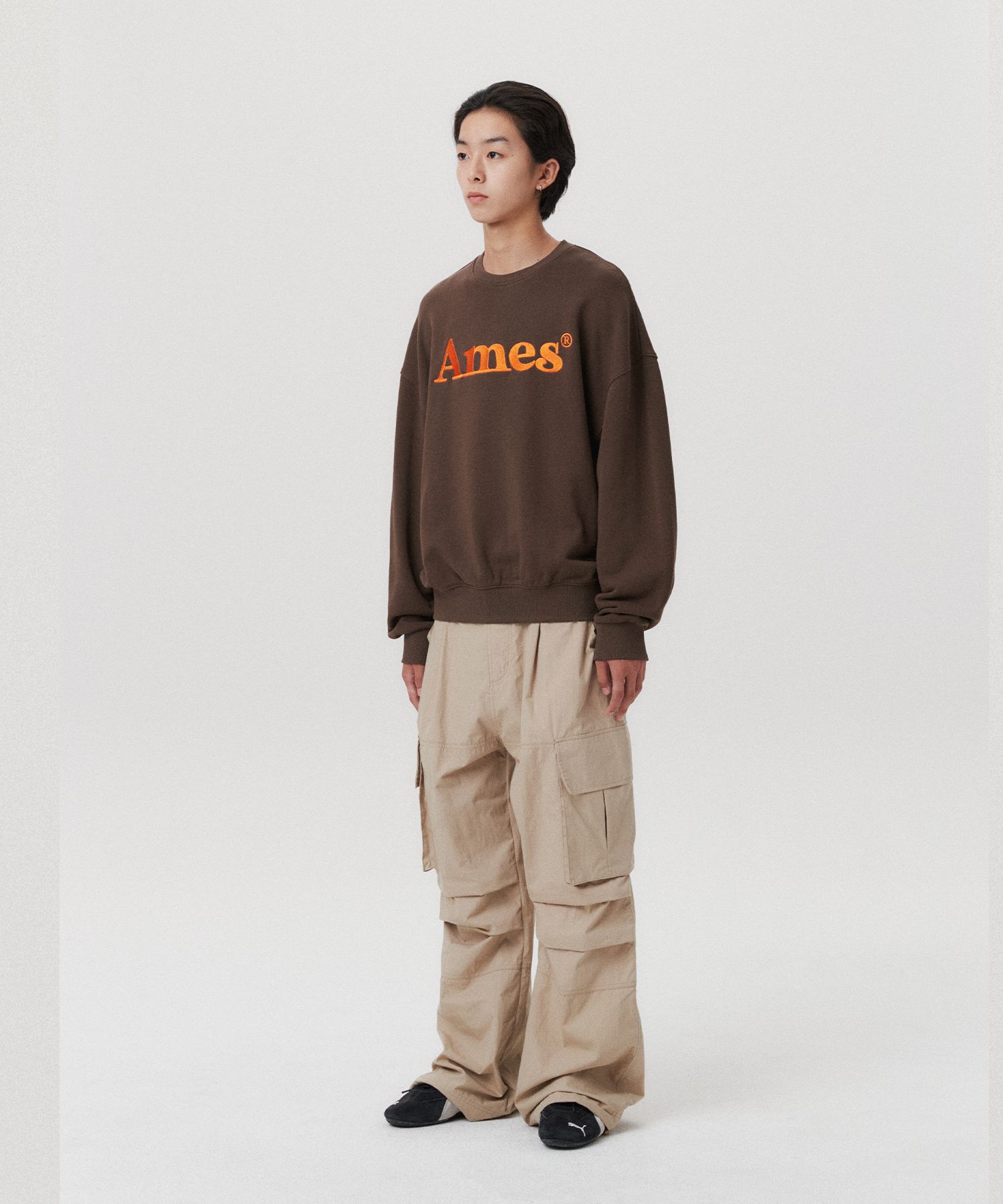 ★AMES-WORLDWIDE★BASIC LOGO SWEATSHIRT BROWN★正規品/送料込 MUSINSA | AMES-WORLDWIDE BASIC LOGO SWEATSHIRT BROWN