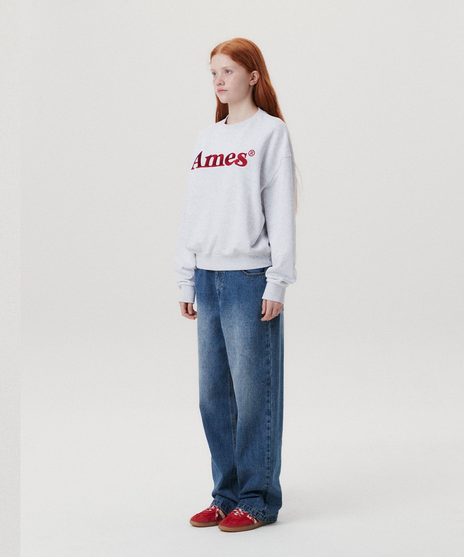 ★AMES-WORLDWIDE★BASIC LOGO SWEATSHIRT LIGHT GREY★正規品 MUSINSA公式 | AMES-WORLDWIDE BASIC LOGO SWEATSHIRT LIGHT GRAY