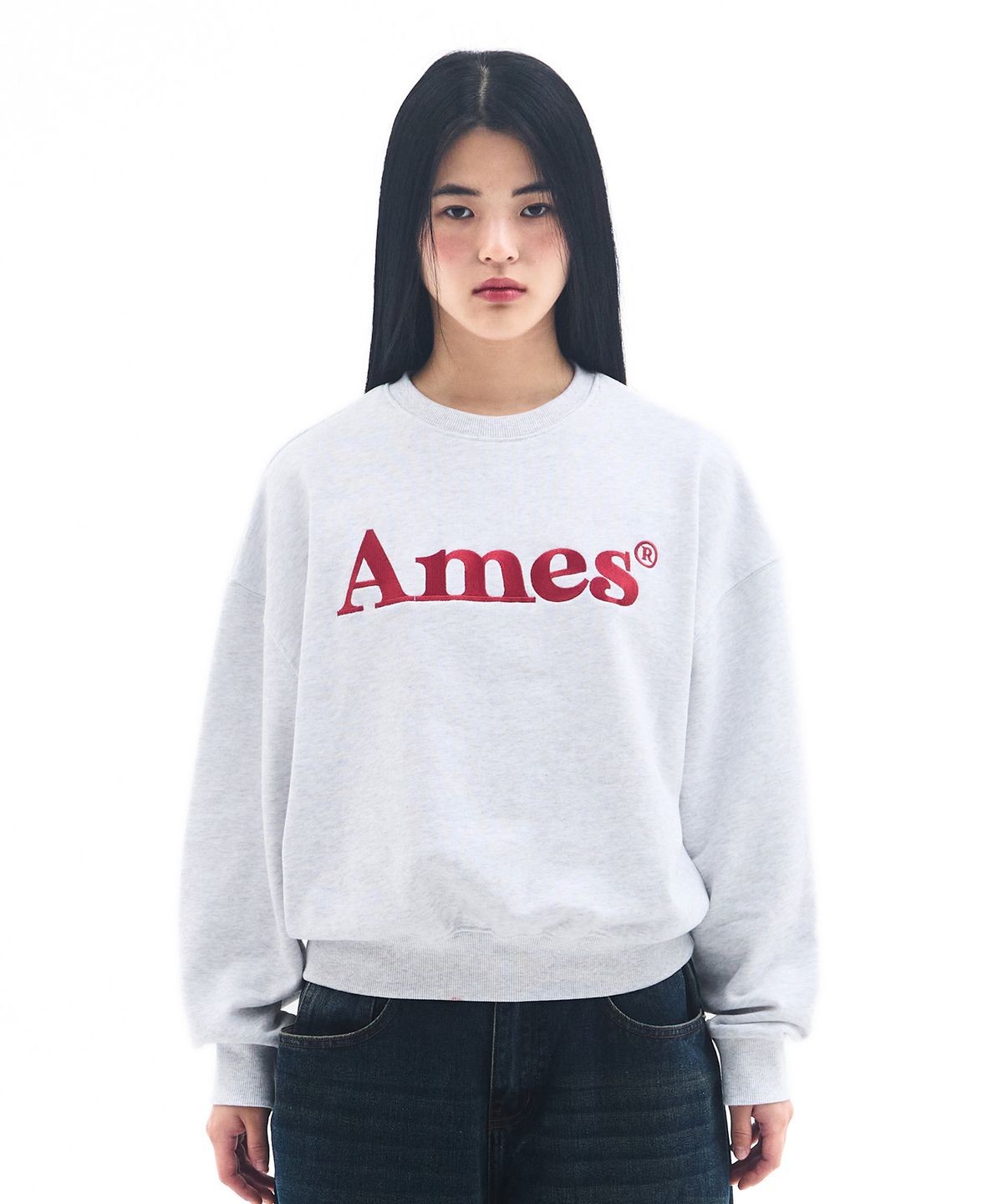 아메스 월드와이드(AMES-WORLDWIDE) BASIC LOGO SWEATSHIRT LIGHT GREY