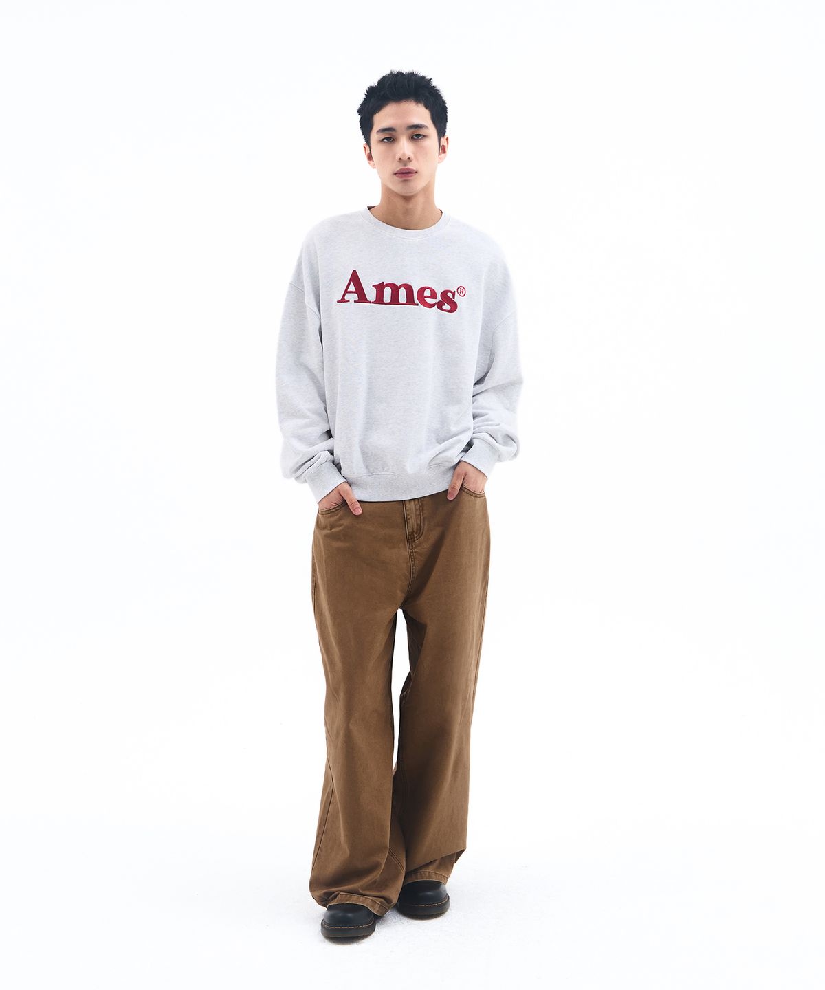 아메스 월드와이드(AMES-WORLDWIDE) BASIC LOGO SWEATSHIRT LIGHT GREY