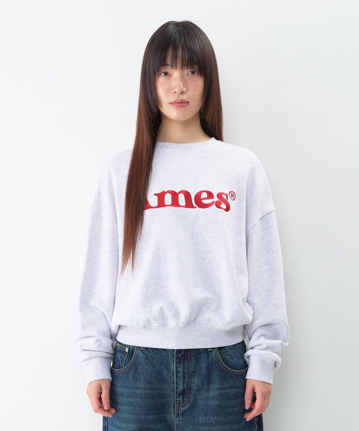 아메스 월드와이드(AMES-WORLDWIDE) BASIC LOGO SWEATSHIRT LIGHT GREY