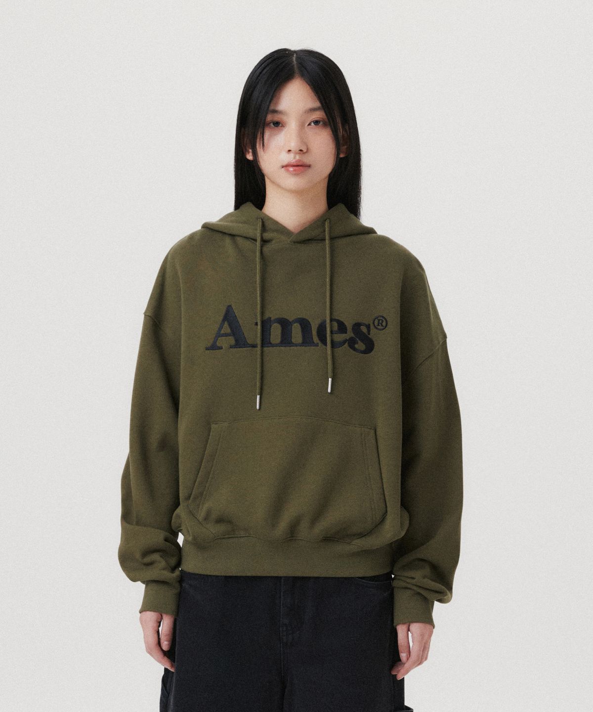 아메스 월드와이드(AMES-WORLDWIDE) BASIC LOGO HOODIE KHAKI