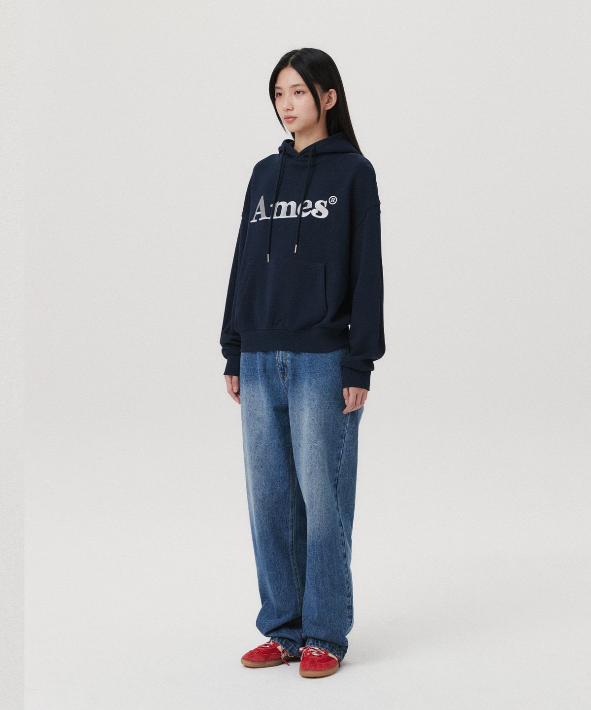 아메스 월드와이드(AMES-WORLDWIDE) BASIC LOGO HOODIE NAVY