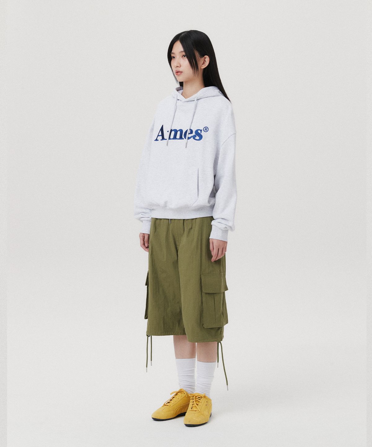 아메스 월드와이드(AMES-WORLDWIDE) BASIC LOGO HOODIE LIGHT GREY