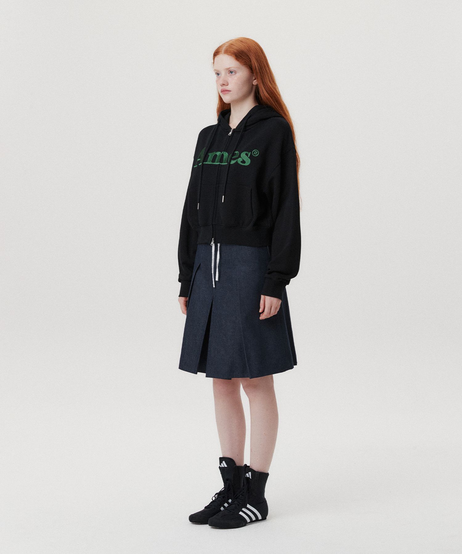 MUSINSA | AMES-WORLDWIDE BASIC LOGO HOODIE ZIP UP BLACK