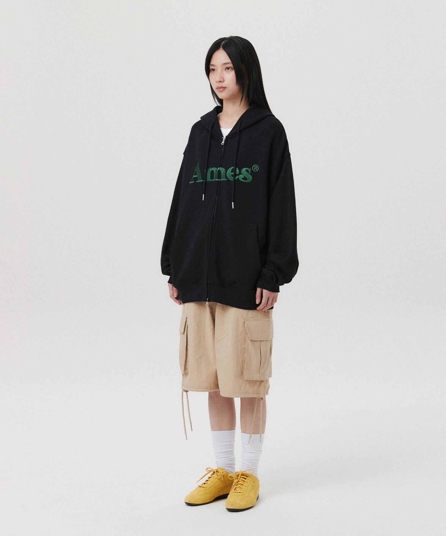 AMES WORLDWIDE★2022SS WORLDWIDE AUTHENTIC PATCH HOODIE MUSINSA | AMES-WORLDWIDE BASIC LOGO HOODIE ZIP UP BLACK
