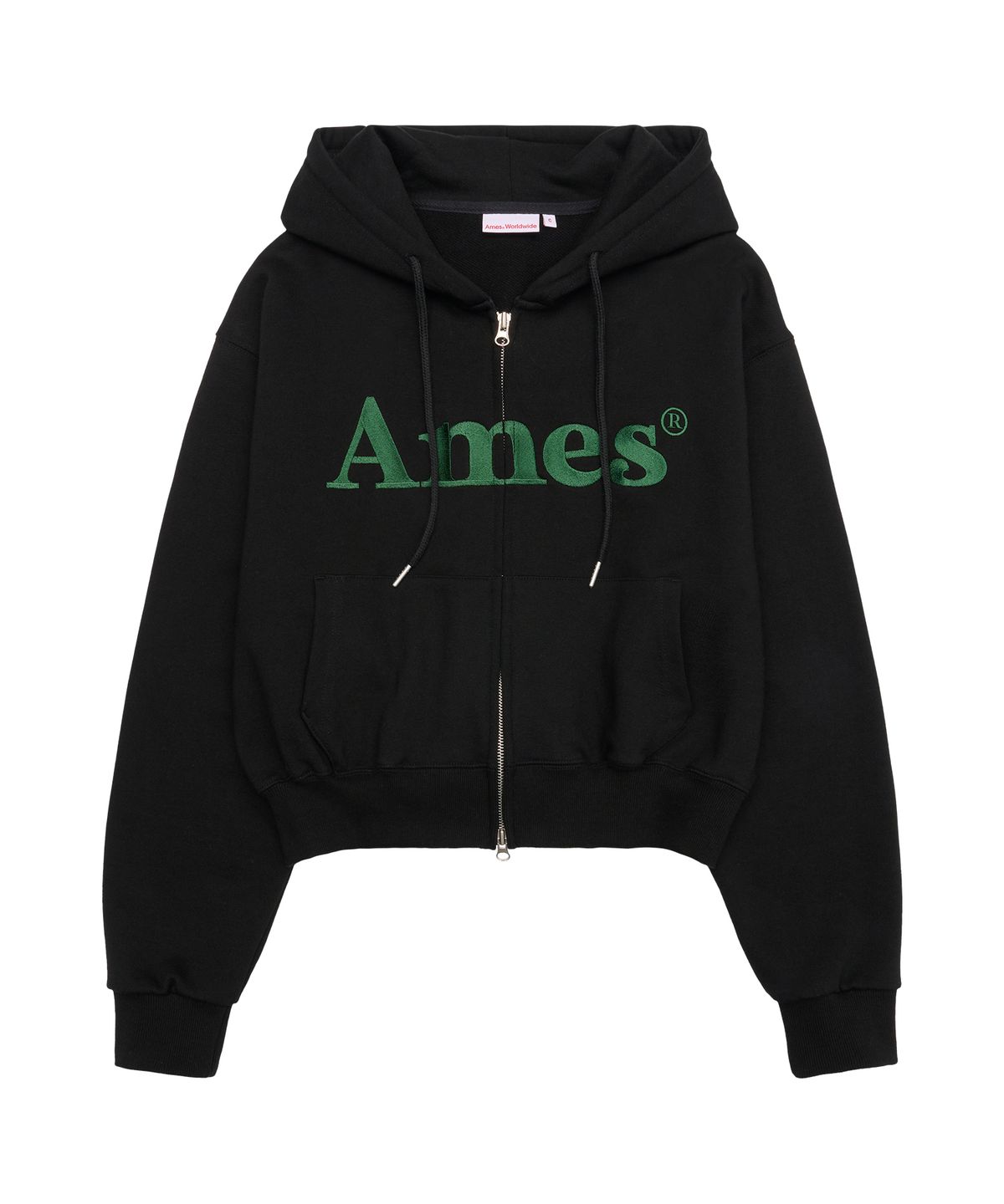 아메스 월드와이드(AMES-WORLDWIDE) BASIC LOGO HOODIE ZIP UP BLACK