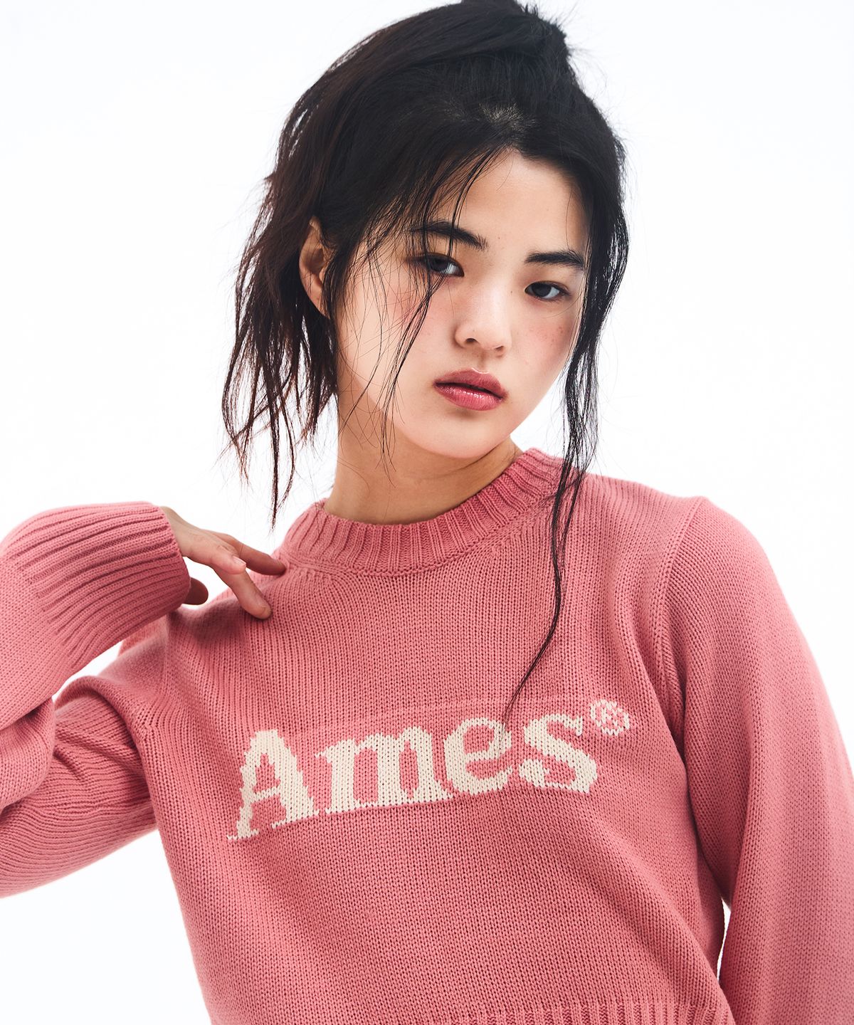 아메스 월드와이드(AMES-WORLDWIDE) BASIC PULLOVER KNIT PINK
