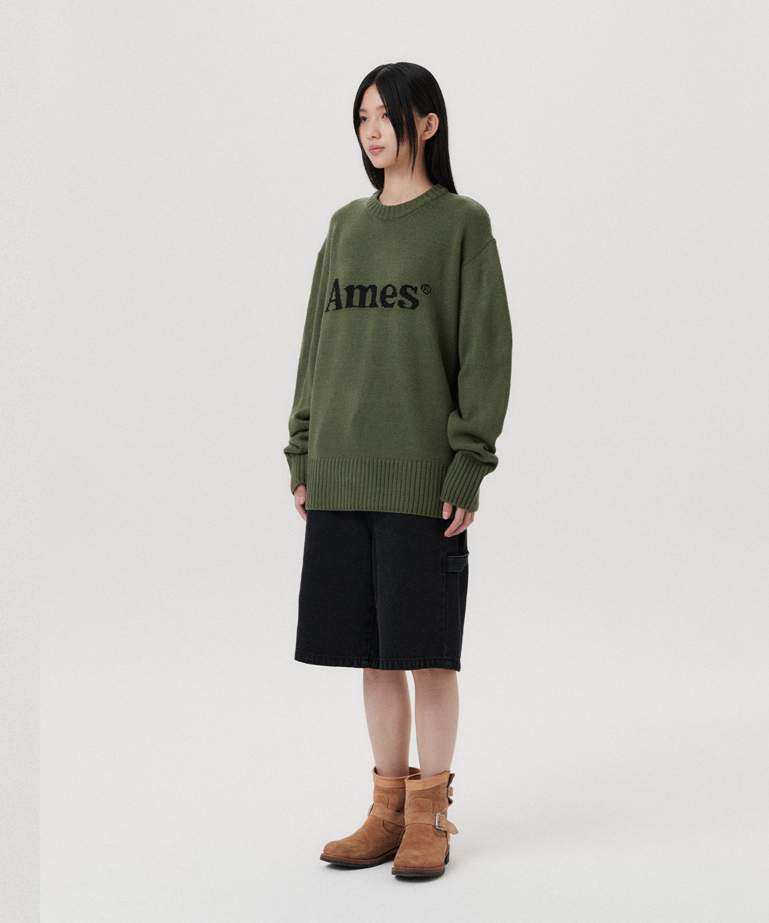 ★AMES-WORLDWIDE★BASIC PULLOVER KNIT KHAKI★正規品/直送料込 MUSINSA公式 | AMES-WORLDWIDE BASIC PULLOVER KNIT KHAKI