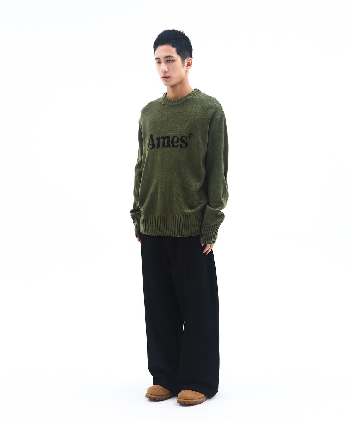 아메스 월드와이드(AMES-WORLDWIDE) BASIC PULLOVER KNIT KHAKI