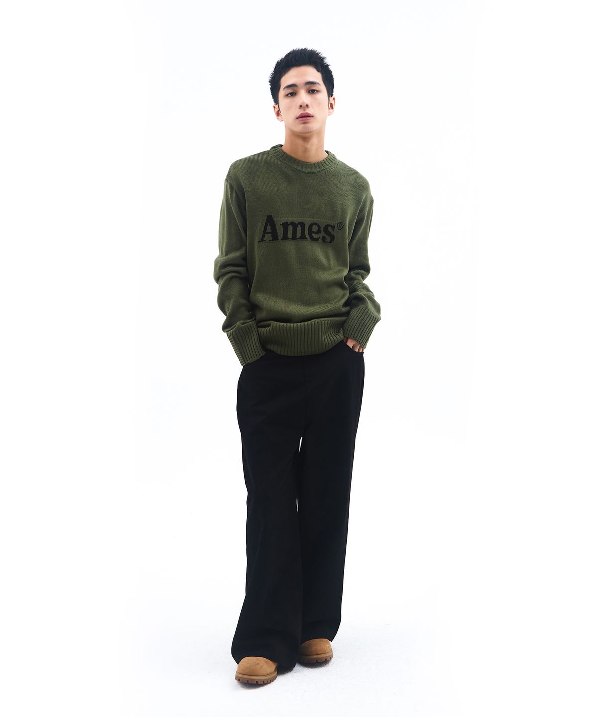 아메스 월드와이드(AMES-WORLDWIDE) BASIC PULLOVER KNIT KHAKI