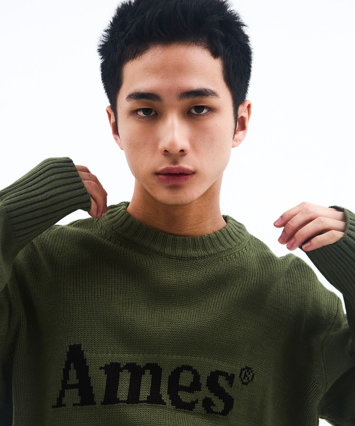아메스 월드와이드(AMES-WORLDWIDE) BASIC PULLOVER KNIT KHAKI