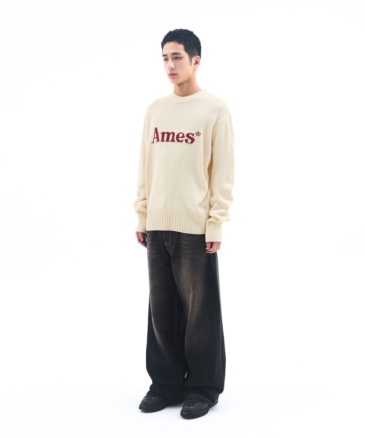 아메스 월드와이드(AMES-WORLDWIDE) BASIC PULLOVER KNIT IVORY