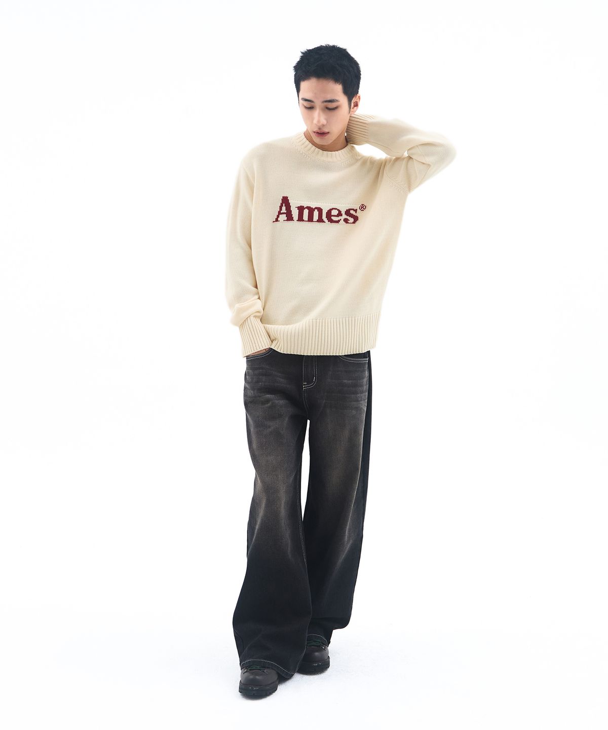 아메스 월드와이드(AMES-WORLDWIDE) BASIC PULLOVER KNIT IVORY