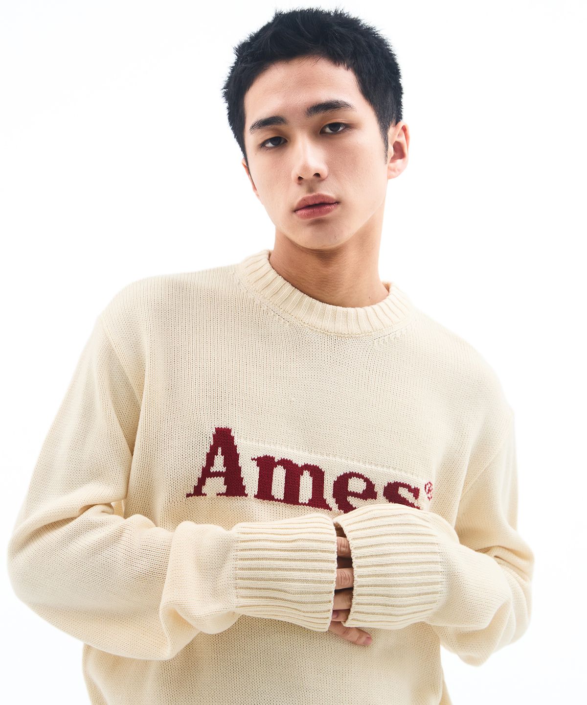 아메스 월드와이드(AMES-WORLDWIDE) BASIC PULLOVER KNIT IVORY