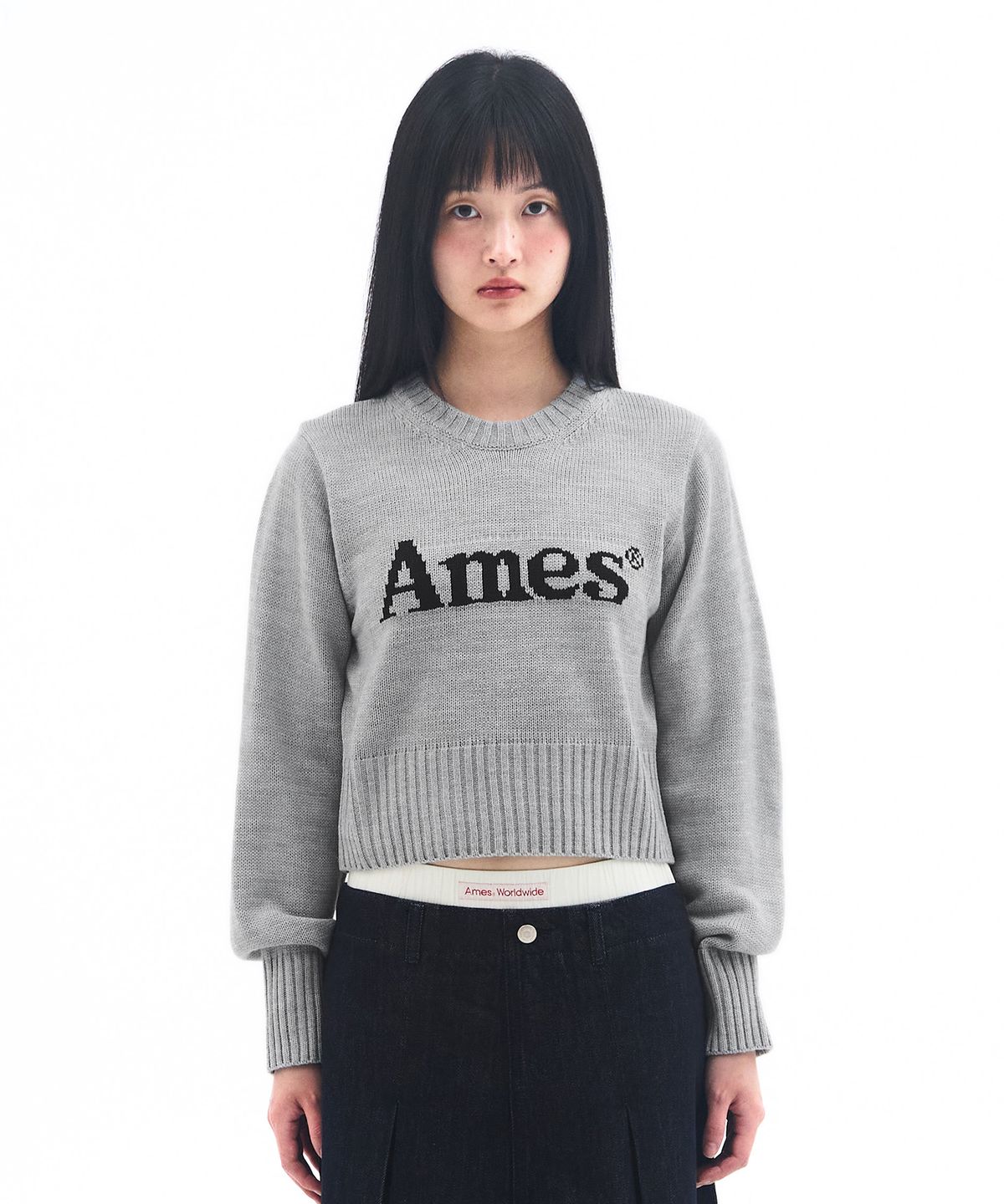 아메스 월드와이드(AMES-WORLDWIDE) BASIC PULLOVER KNIT GREY
