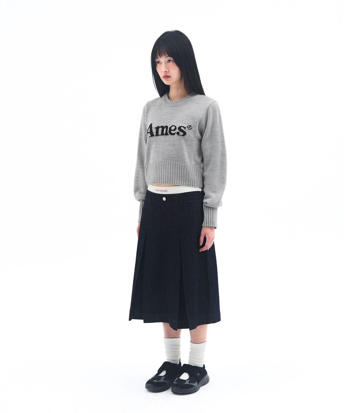 아메스 월드와이드(AMES-WORLDWIDE) BASIC PULLOVER KNIT GREY