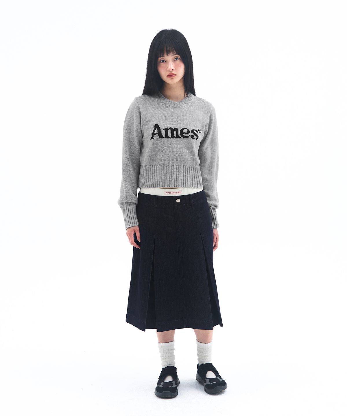 아메스 월드와이드(AMES-WORLDWIDE) BASIC PULLOVER KNIT GREY