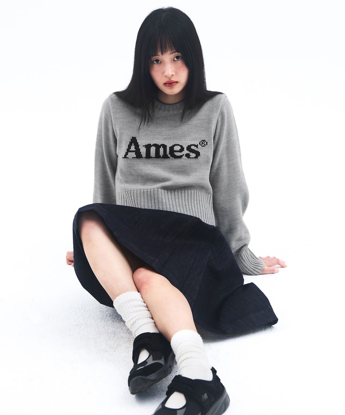 아메스 월드와이드(AMES-WORLDWIDE) BASIC PULLOVER KNIT GREY
