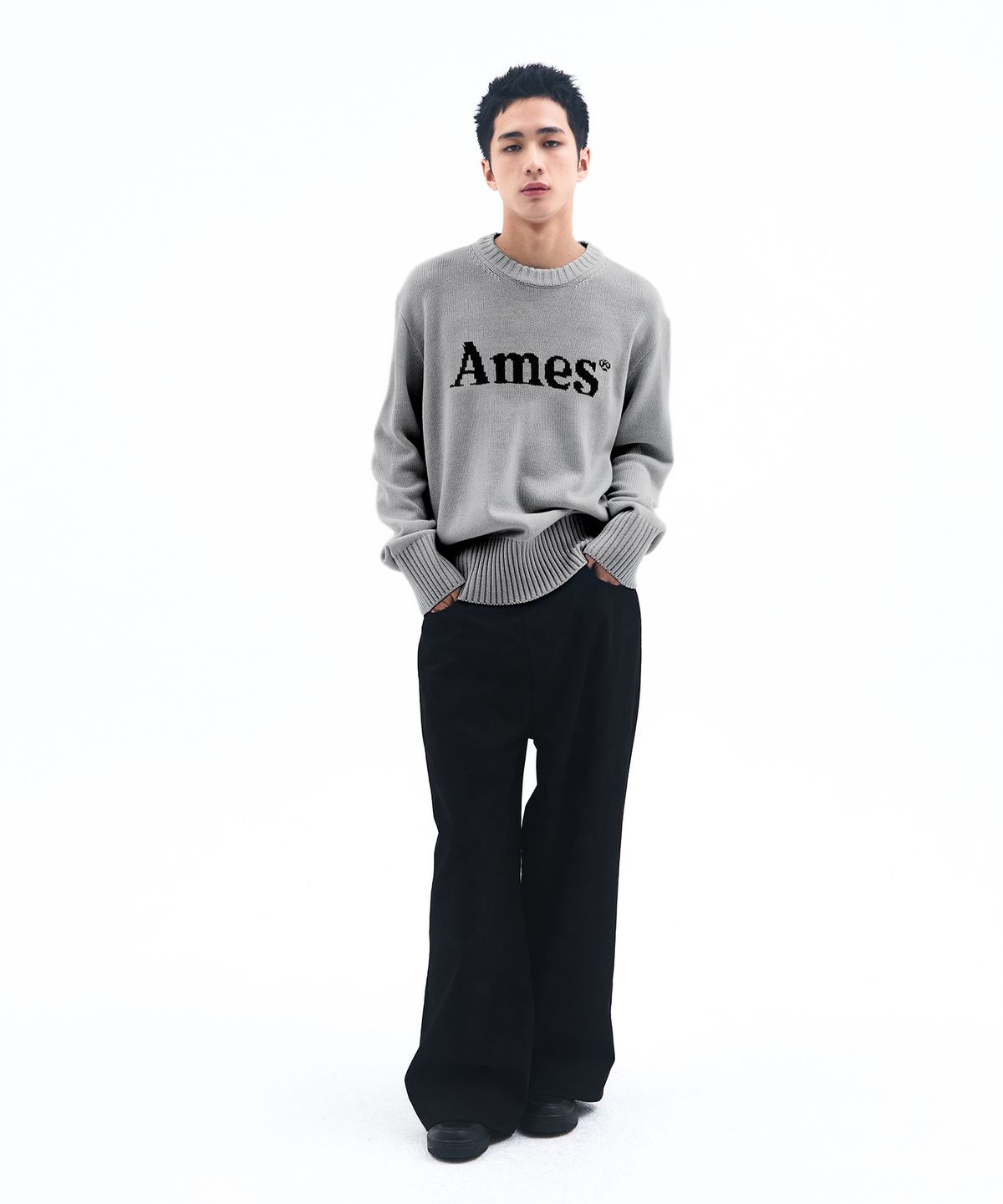 아메스 월드와이드(AMES-WORLDWIDE) BASIC PULLOVER KNIT GREY