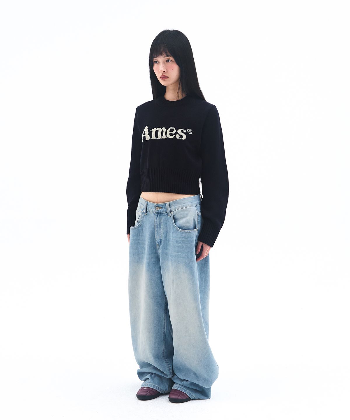 아메스 월드와이드(AMES-WORLDWIDE) BASIC PULLOVER KNIT NAVY