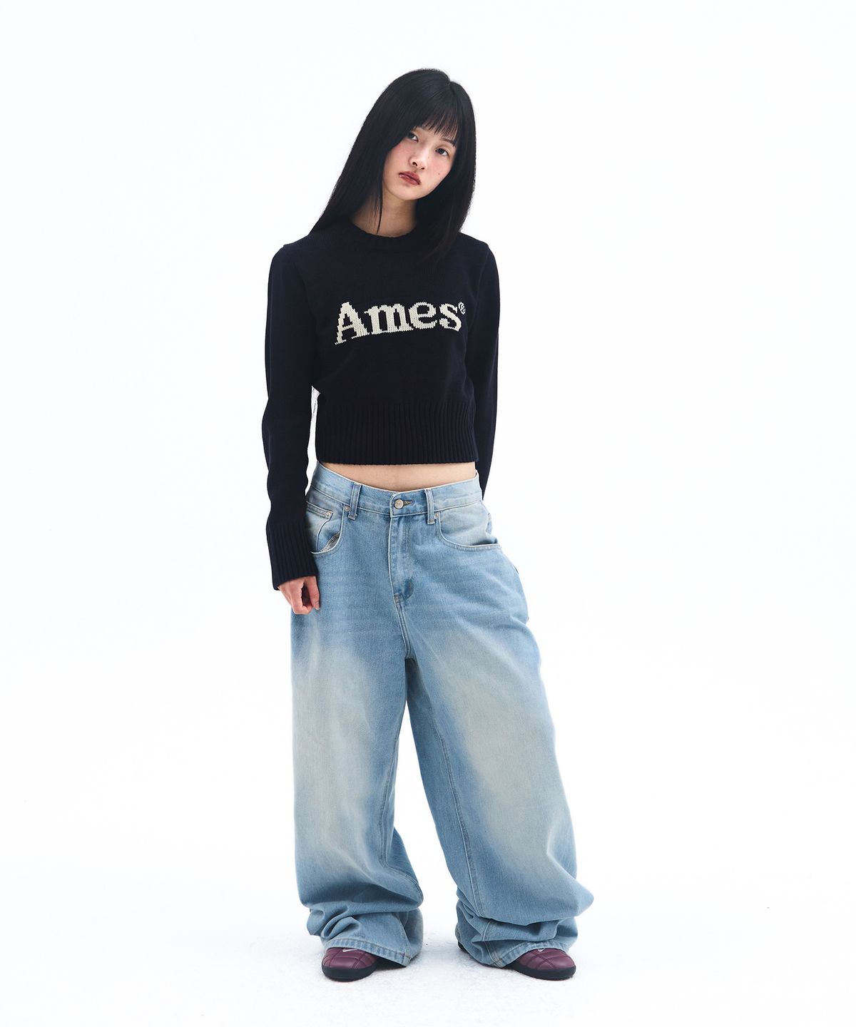 아메스 월드와이드(AMES-WORLDWIDE) BASIC PULLOVER KNIT NAVY