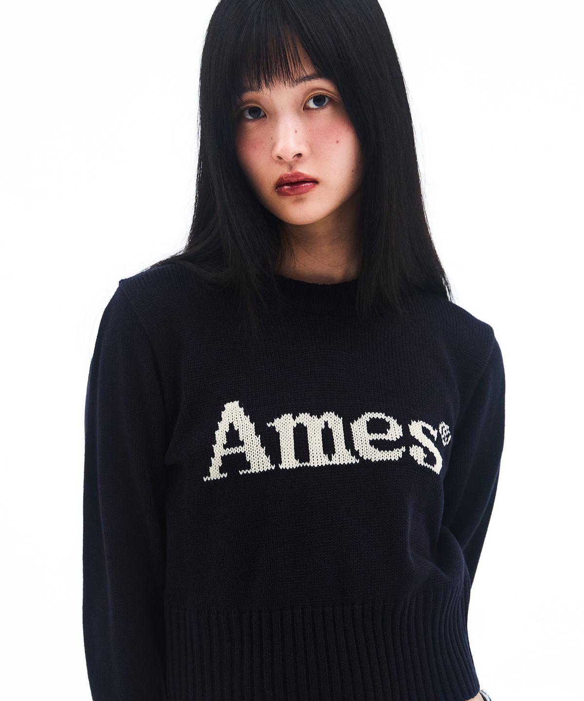아메스 월드와이드(AMES-WORLDWIDE) BASIC PULLOVER KNIT NAVY