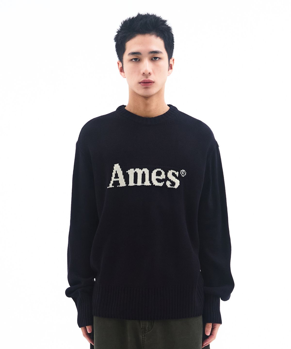 아메스 월드와이드(AMES-WORLDWIDE) BASIC PULLOVER KNIT NAVY