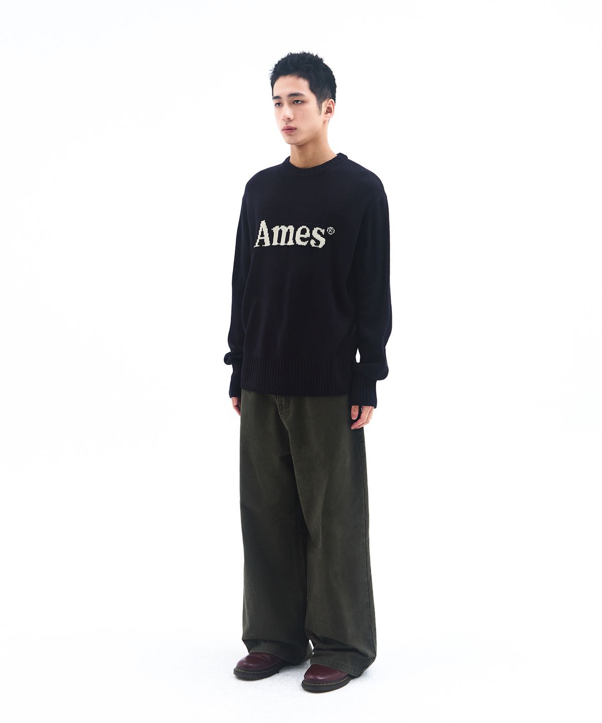 아메스 월드와이드(AMES-WORLDWIDE) BASIC PULLOVER KNIT NAVY