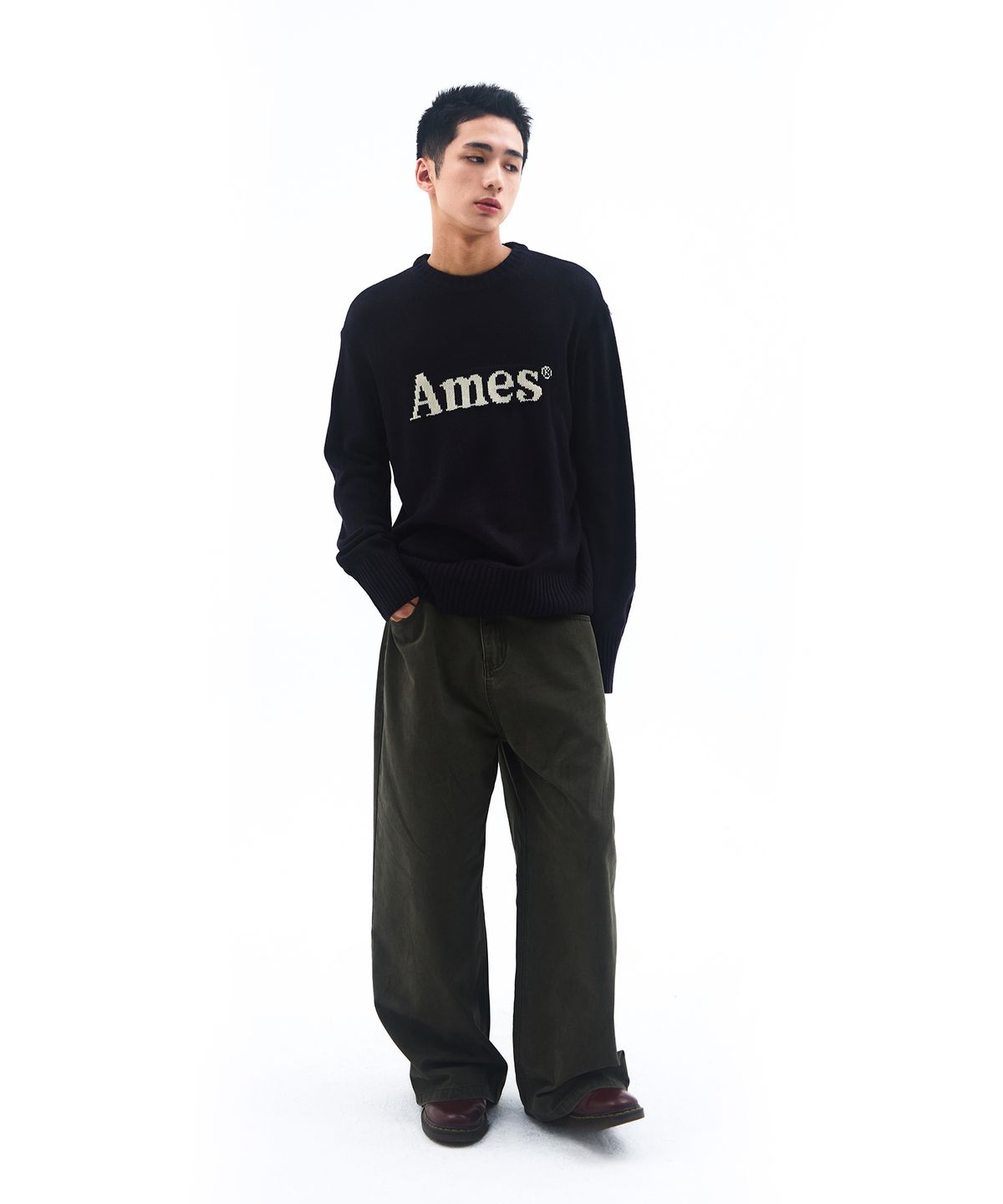 아메스 월드와이드(AMES-WORLDWIDE) BASIC PULLOVER KNIT NAVY
