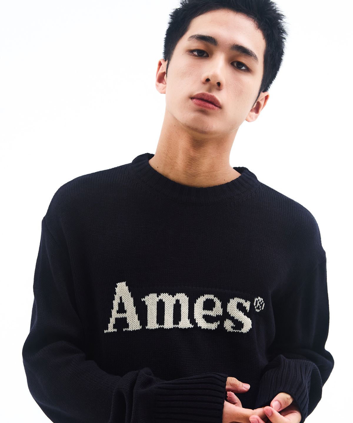 아메스 월드와이드(AMES-WORLDWIDE) BASIC PULLOVER KNIT NAVY