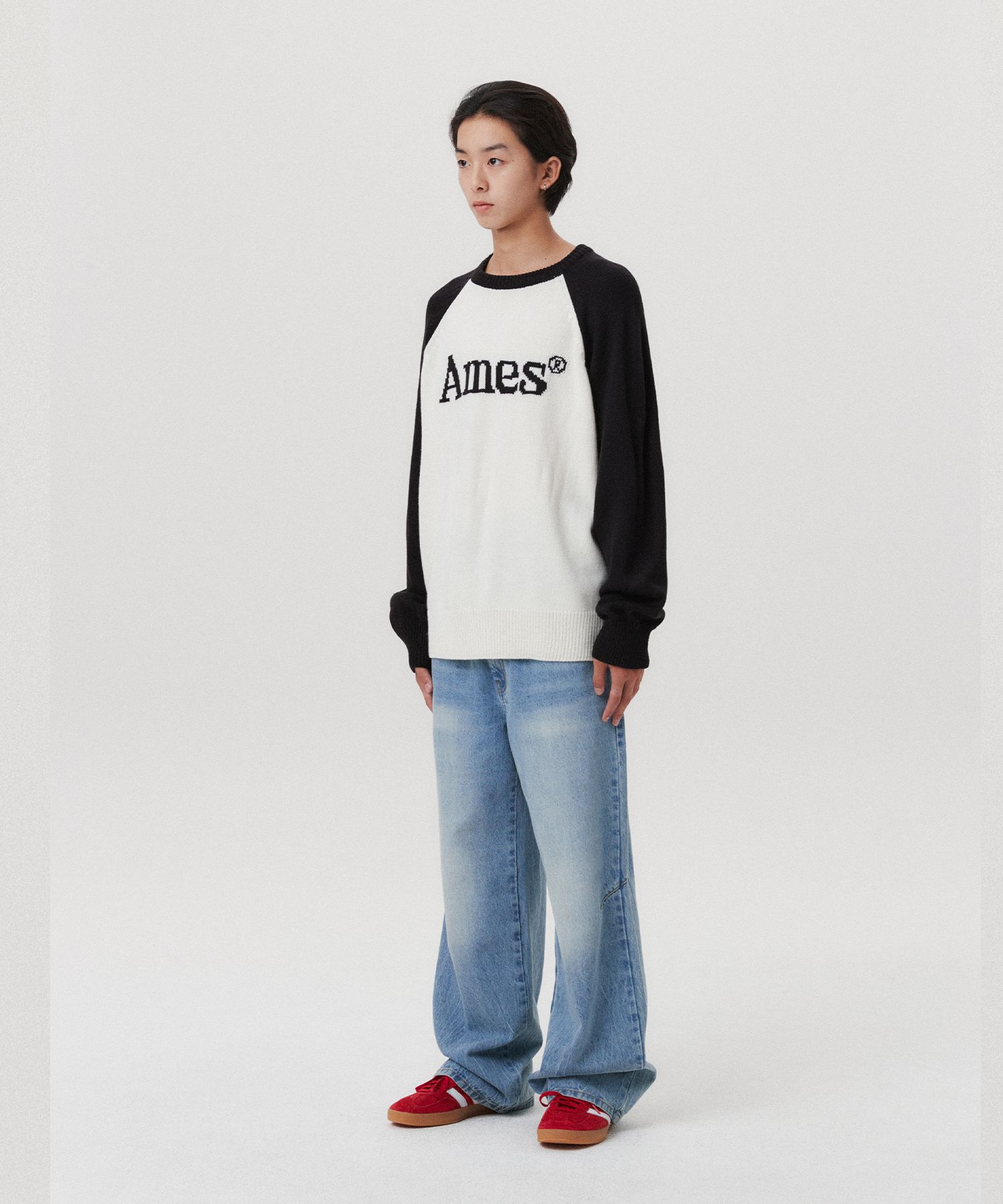 ★AMES-WORLDWIDE★BASIC RAGLAN PULLOVER KNIT IVORY★正規品 MUSINSA公式 | AMES-WORLDWIDE BASIC RAGLAN PULLOVER KNIT IVORY