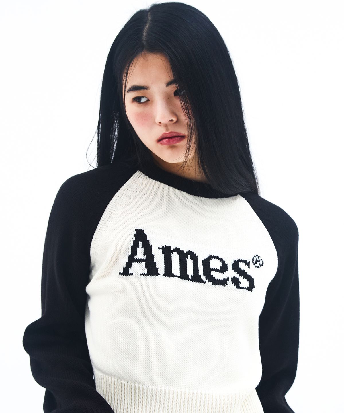 아메스 월드와이드(AMES-WORLDWIDE) BASIC RAGLAN PULLOVER KNIT IVORY