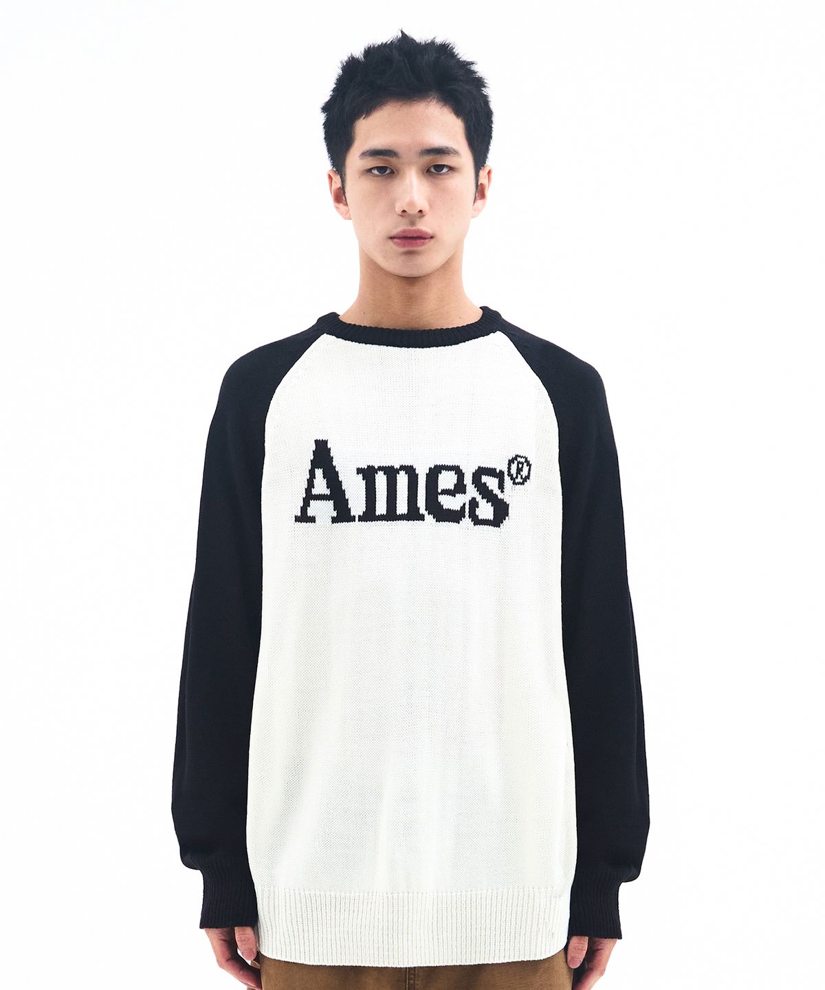 아메스 월드와이드(AMES-WORLDWIDE) BASIC RAGLAN PULLOVER KNIT IVORY